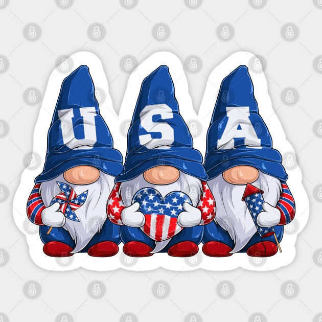 July 4th USA Gnomes Sticker by HolidayBug